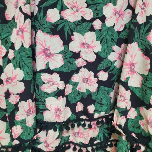 Tropical Boho Tank With Pom Pom Fringe Layered Ruffles - Picture 7 of 9